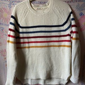 Marine Layer Delaney Raglan Sweater in Cream/Multi Stripe